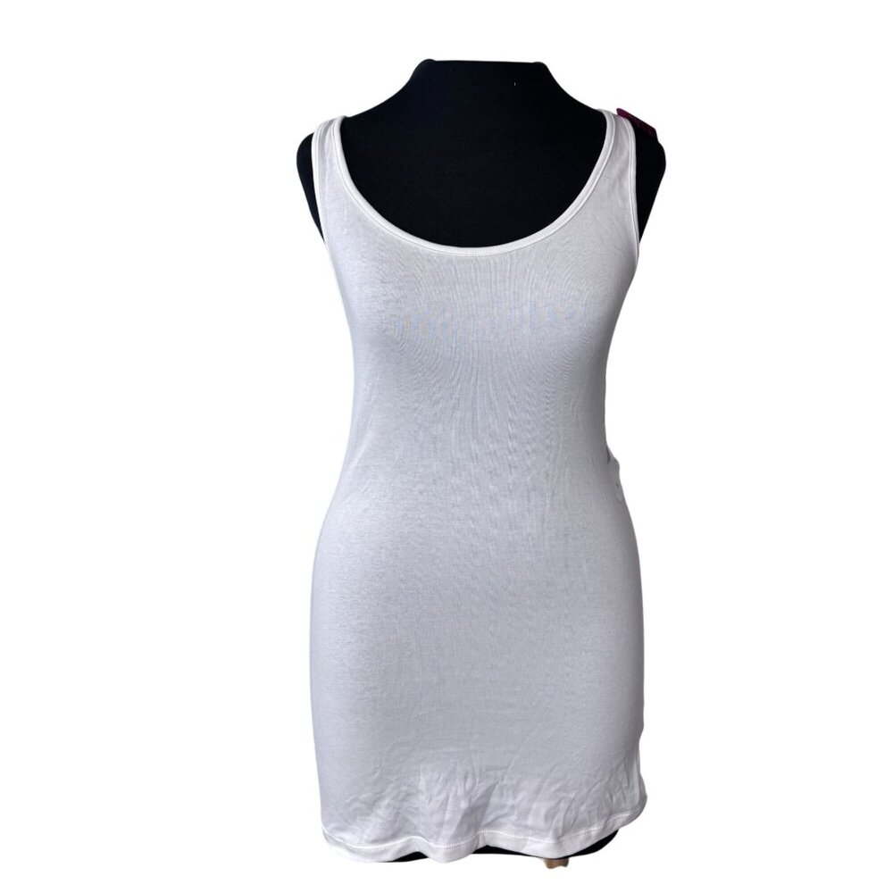 Isabel Maternity White Ribbed Pregnancy Tank Top Medium